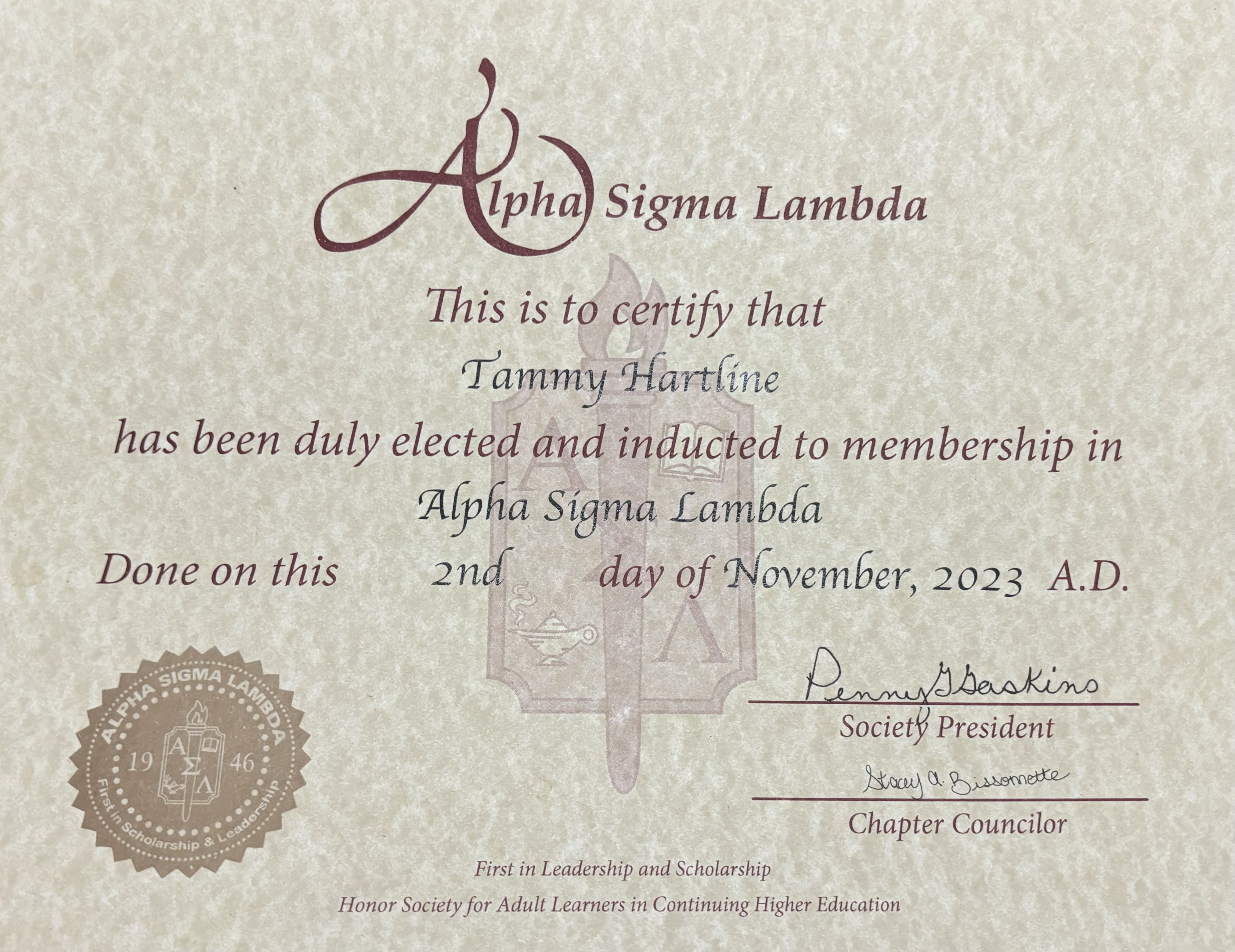 Alpha Sigma Lambda Honor Society