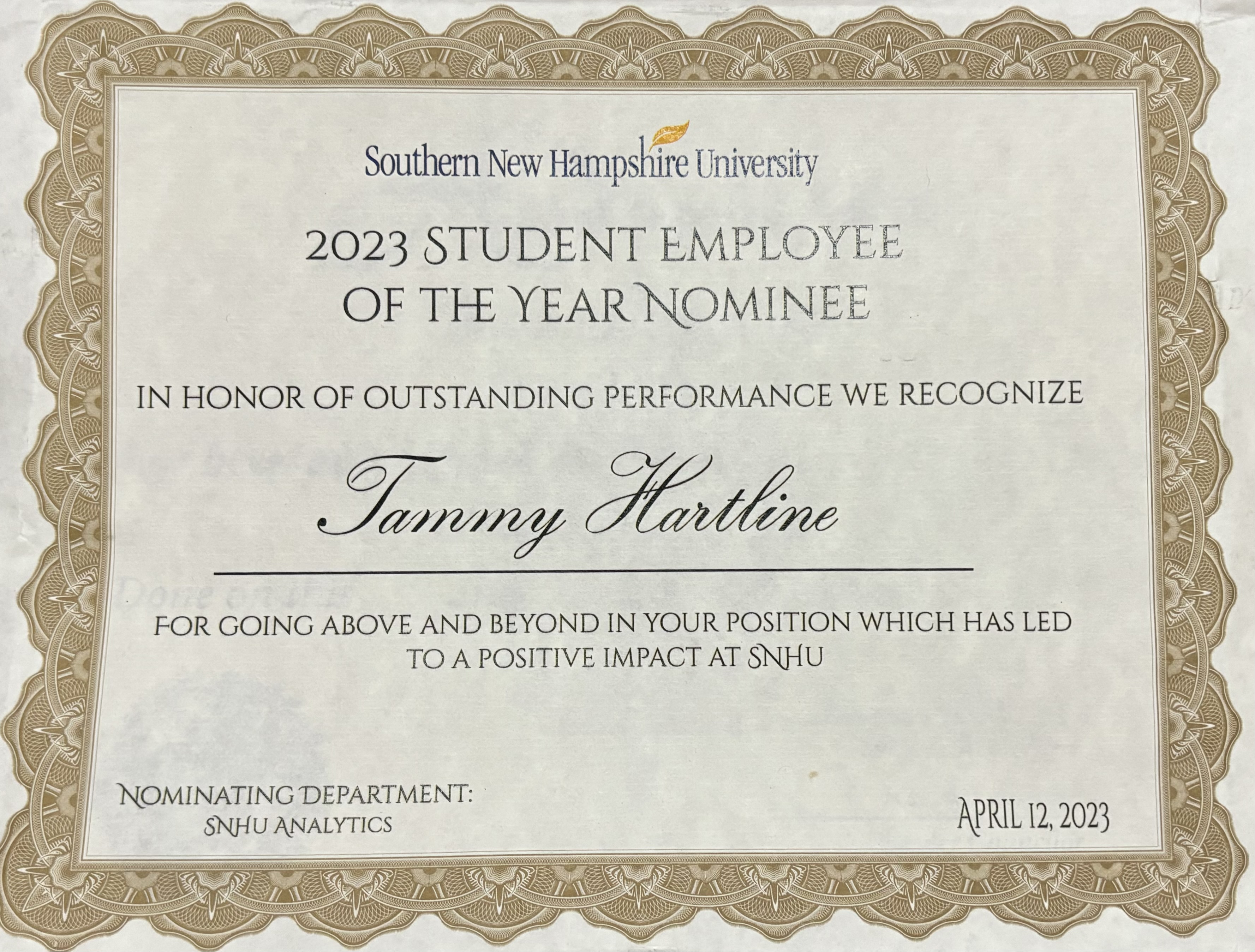 Student Employee of the Year Nomination